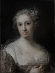 Portræt af en dame, ca.1730-40 (pastel på papir, lagt ned på lærred)